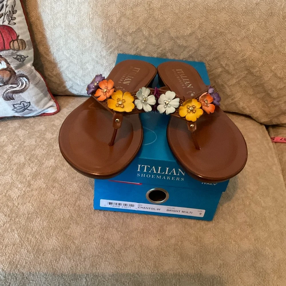 Italian Shoemakers Floral Sandals - Brown and Multicolor - Picture 2 of 6